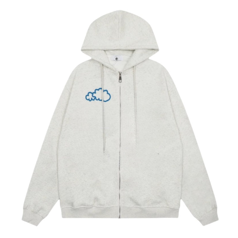 Stylish Grey Hoodie with Floral Motif