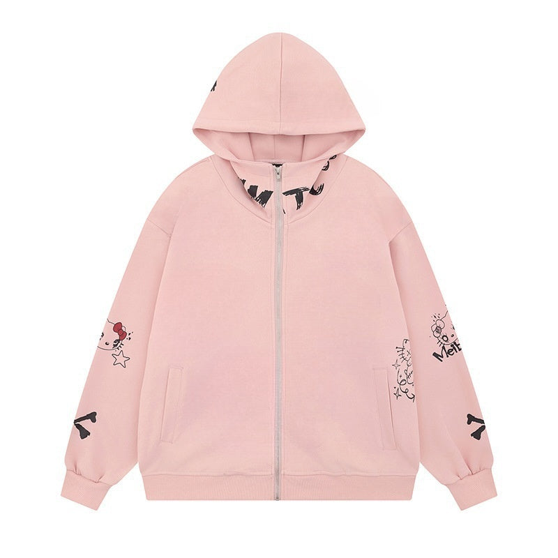 Trendy Pink Zipper Hoodie for Everyday Wear
