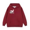 Vintage-Inspired Cloud Pigeon Motif Red Hoodie