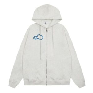 Stylish Grey Hoodie with Floral Motif